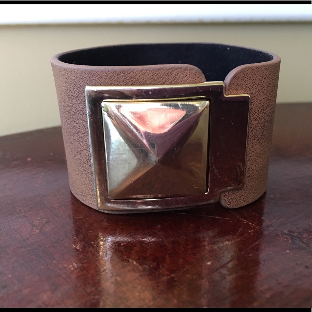 Mud pie tan studded lock bracelet